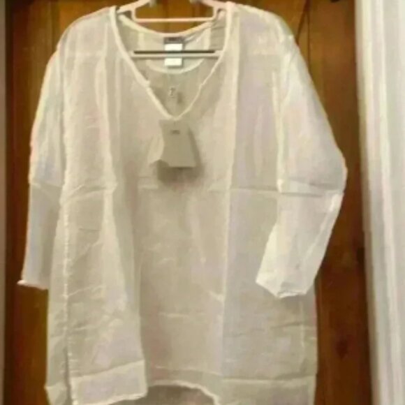 Kristense Du Nord Blouse/Coverup Size-3 Sheer Fabric In White NWT - Picture 1 of 6